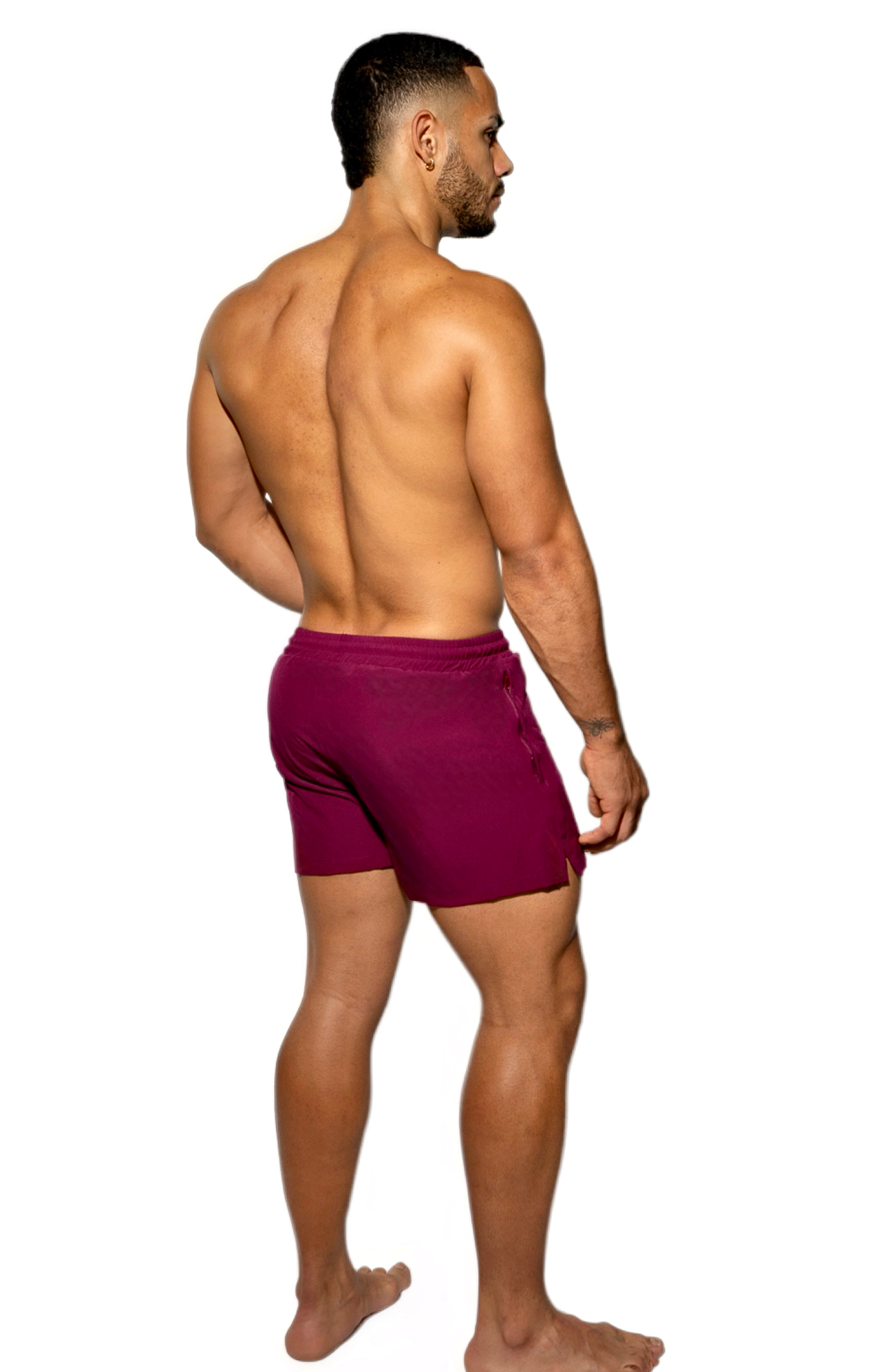 Bañador corto clásico de lujo para hombre - Vino