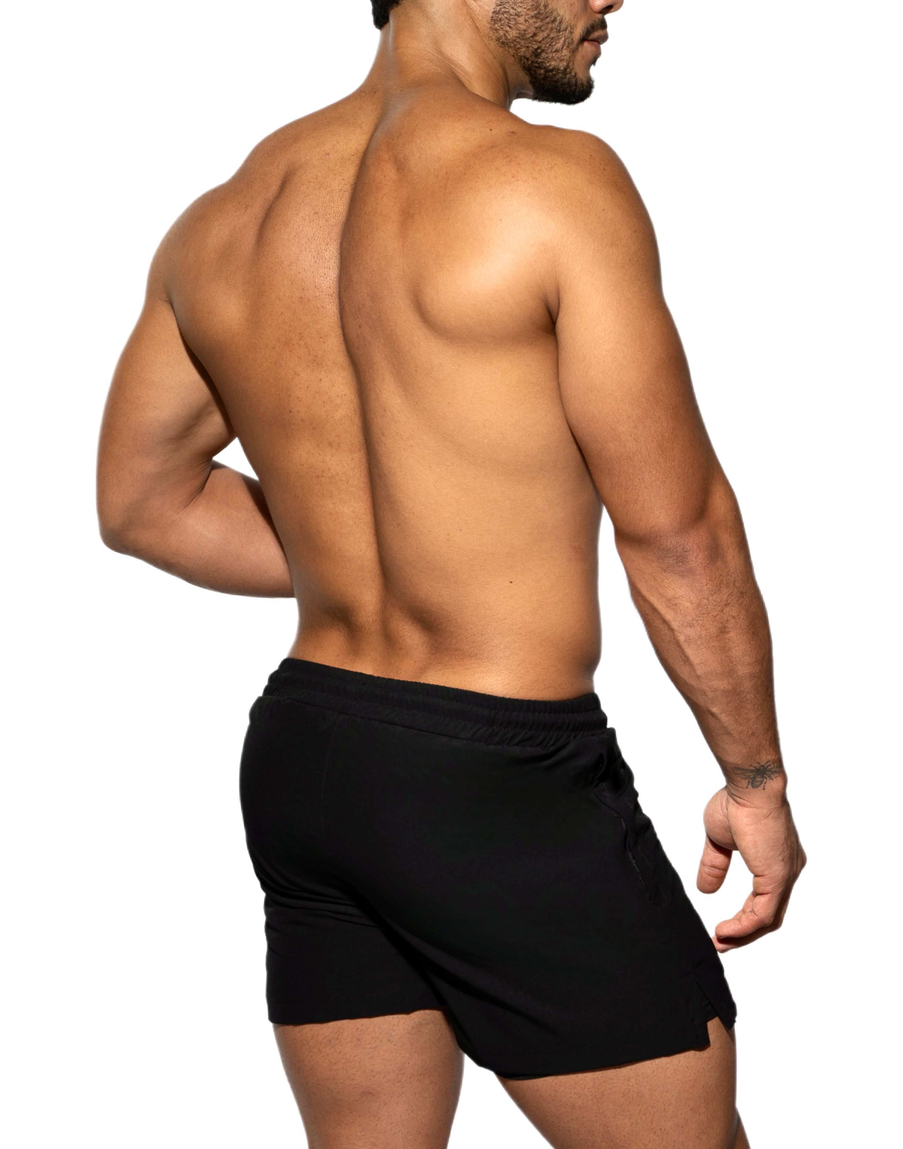 Traje de baño clásico de lujo de seda negra para hombre