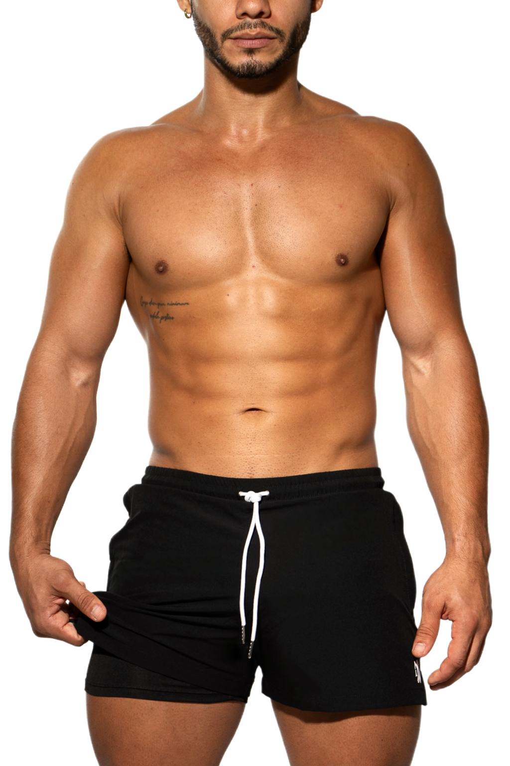 Men's Short Classic Black Silk