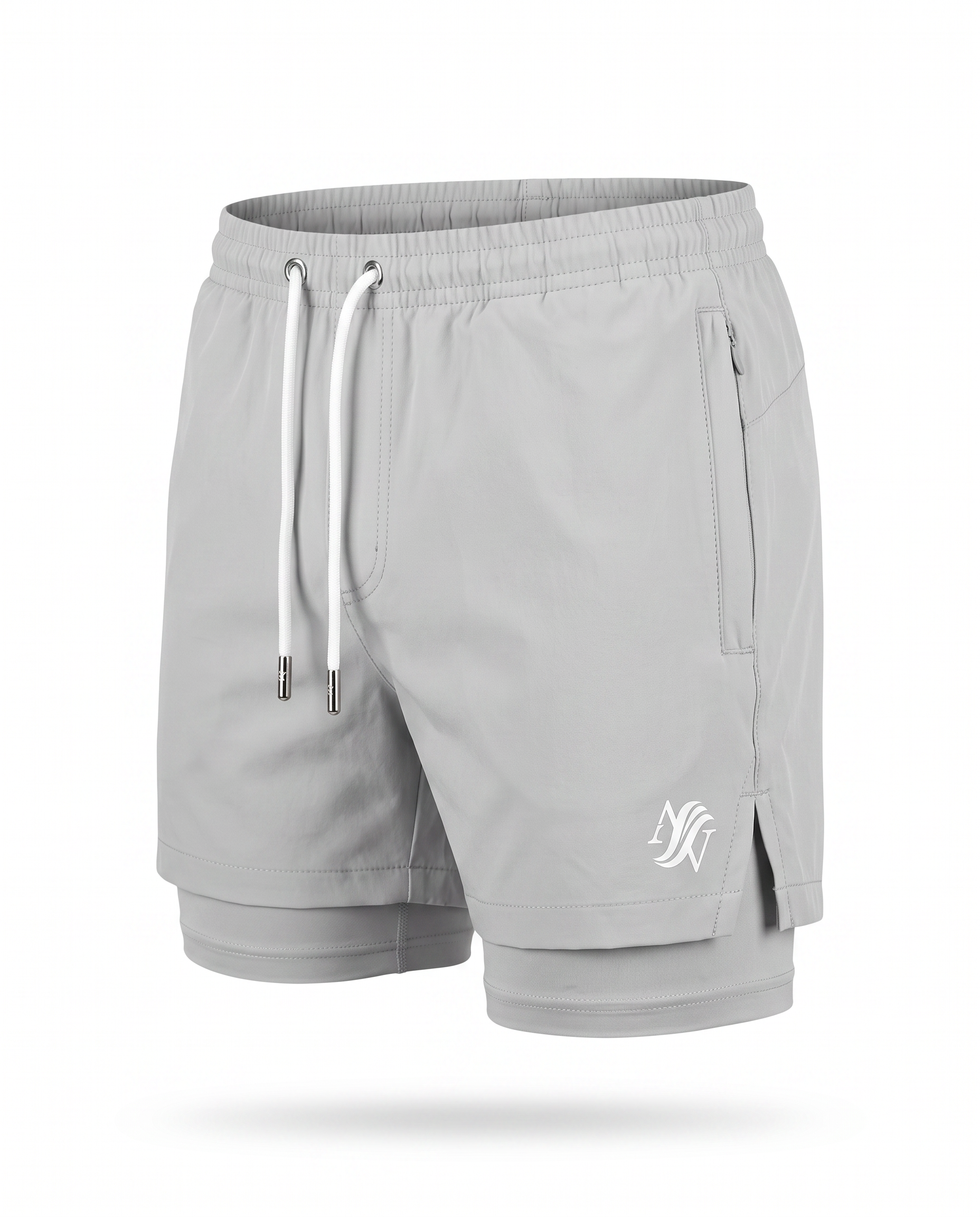 Traje de baño de lujo corto clásico para hombre - Plata claro